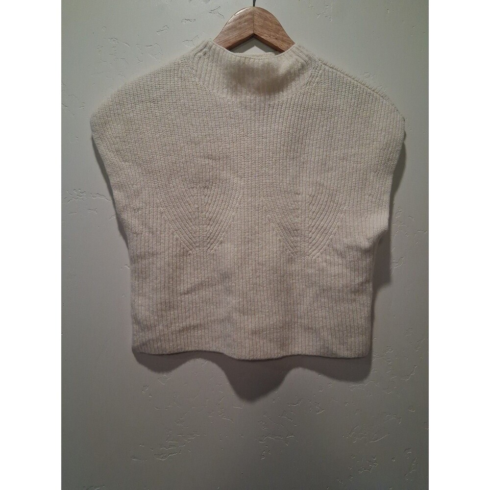 Anthropologie Maeve Size L Cream Sleeveless Sweater Hi/Low 100% Lambswool